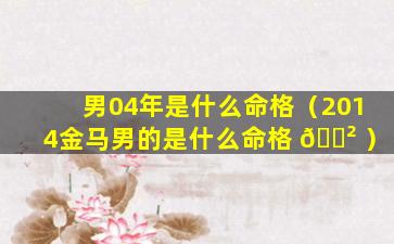 男04年是什么命格（2014金马男的是什么命格 🌲 ）